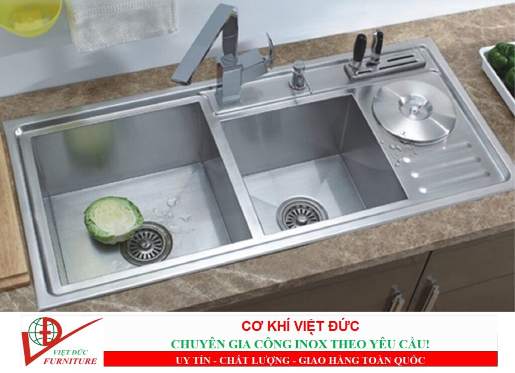 Bồn Rửa Chén Inox 2 Học Âm Bàn Br-01 1 1