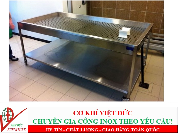 Bàn Sơ Chế Inox 2 Tầng Có Đục Lỗ B-08 1 1