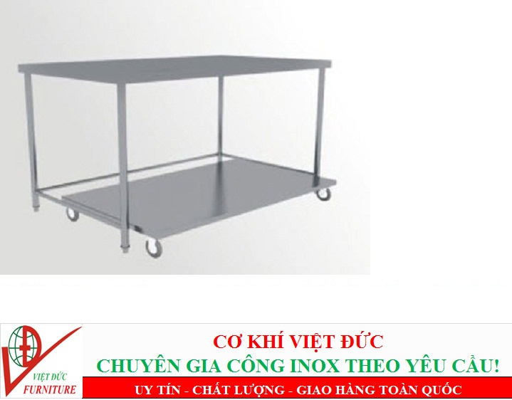 Bàn Bếp Inox 2 Tầng Có Bánh Xe B-71 1 1