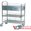 Xe đẩy inox 3 tầng có hộc kéo