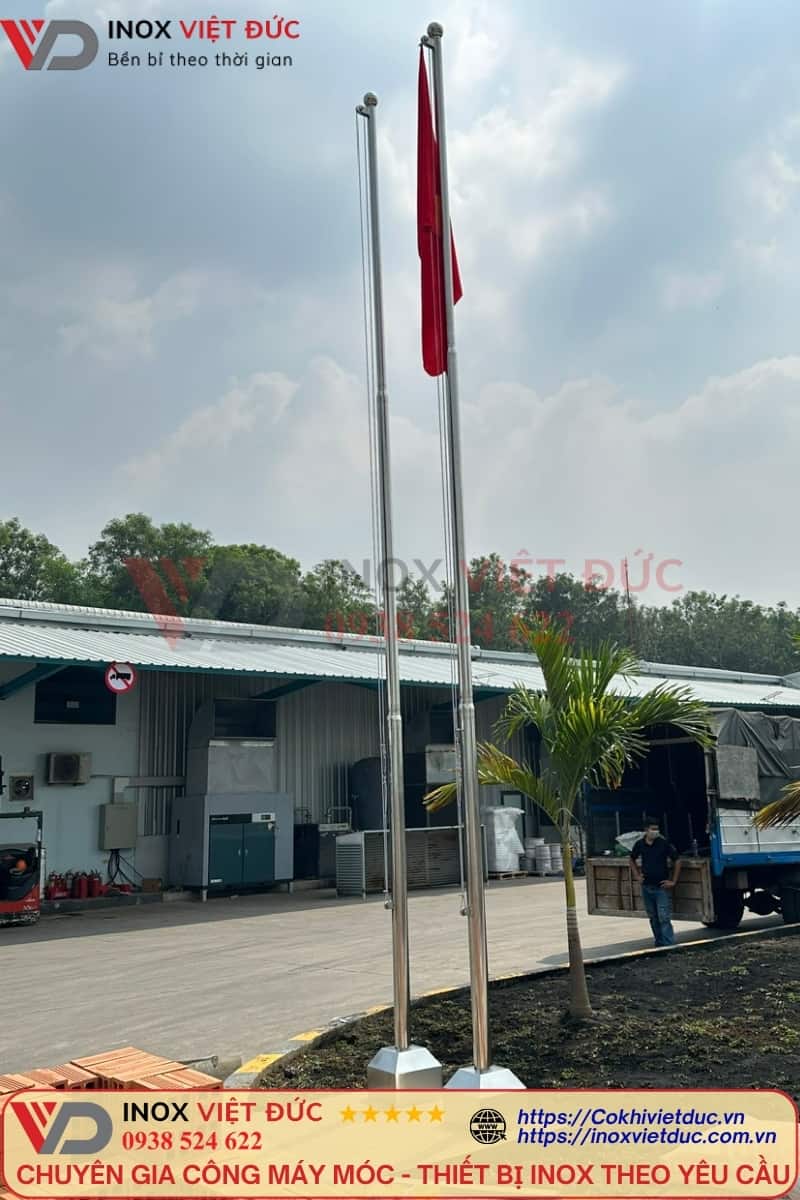 Cột Cờ Inox Ngoài Trời Cao 6m