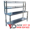 bàn bếp inox 2 tầng có kệ song trên