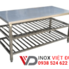 bàn inox 3 tầng 2 nan dưới