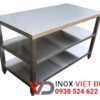 bàn inox 3 tầng phẳng