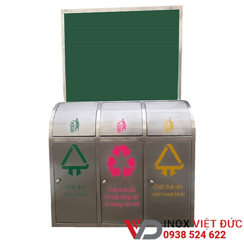 Thùng rác inox công cộng 3 hộc