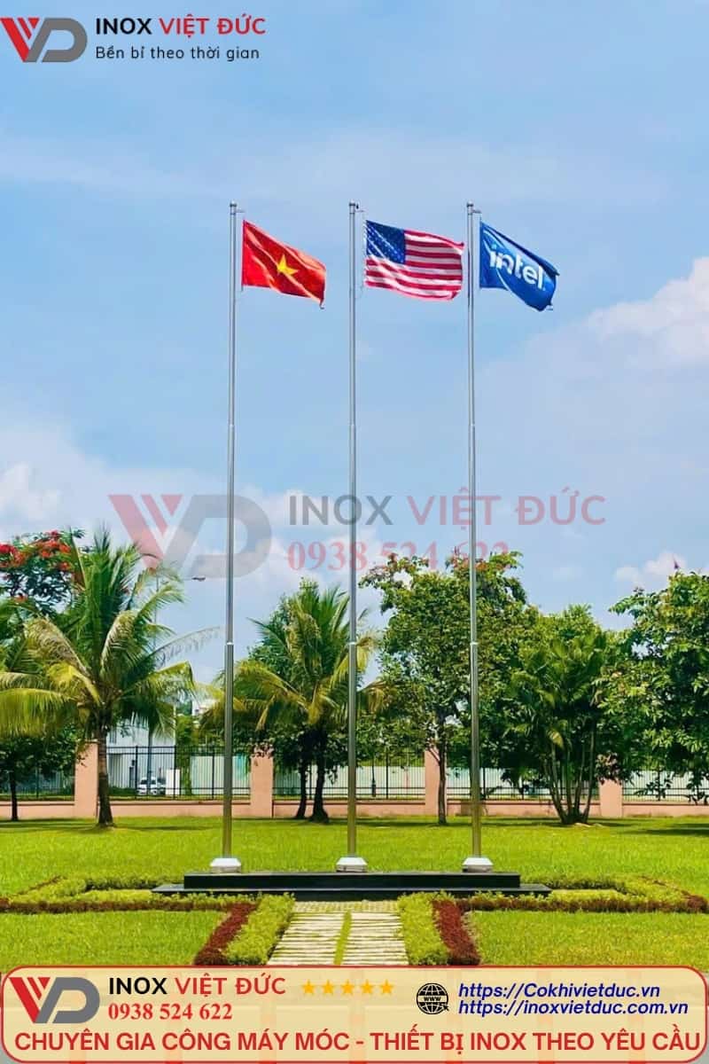 Trụ cờ inox 304 ngoài trời bền đẹp