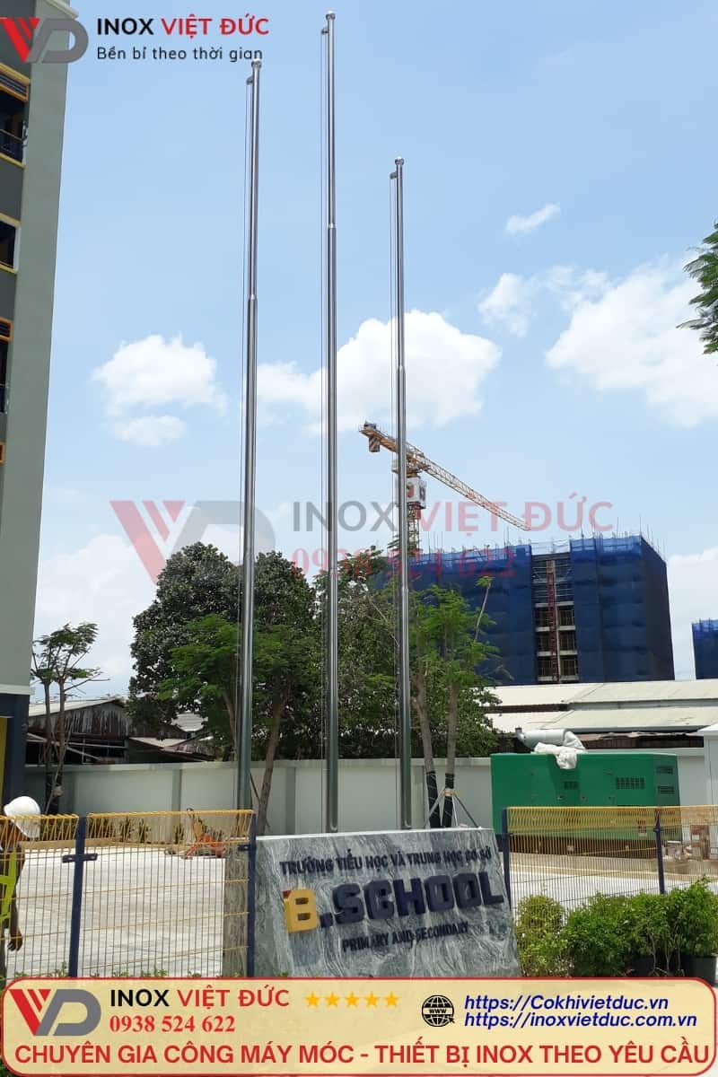 Cột Cờ Inox Ngoài Trời 9m
