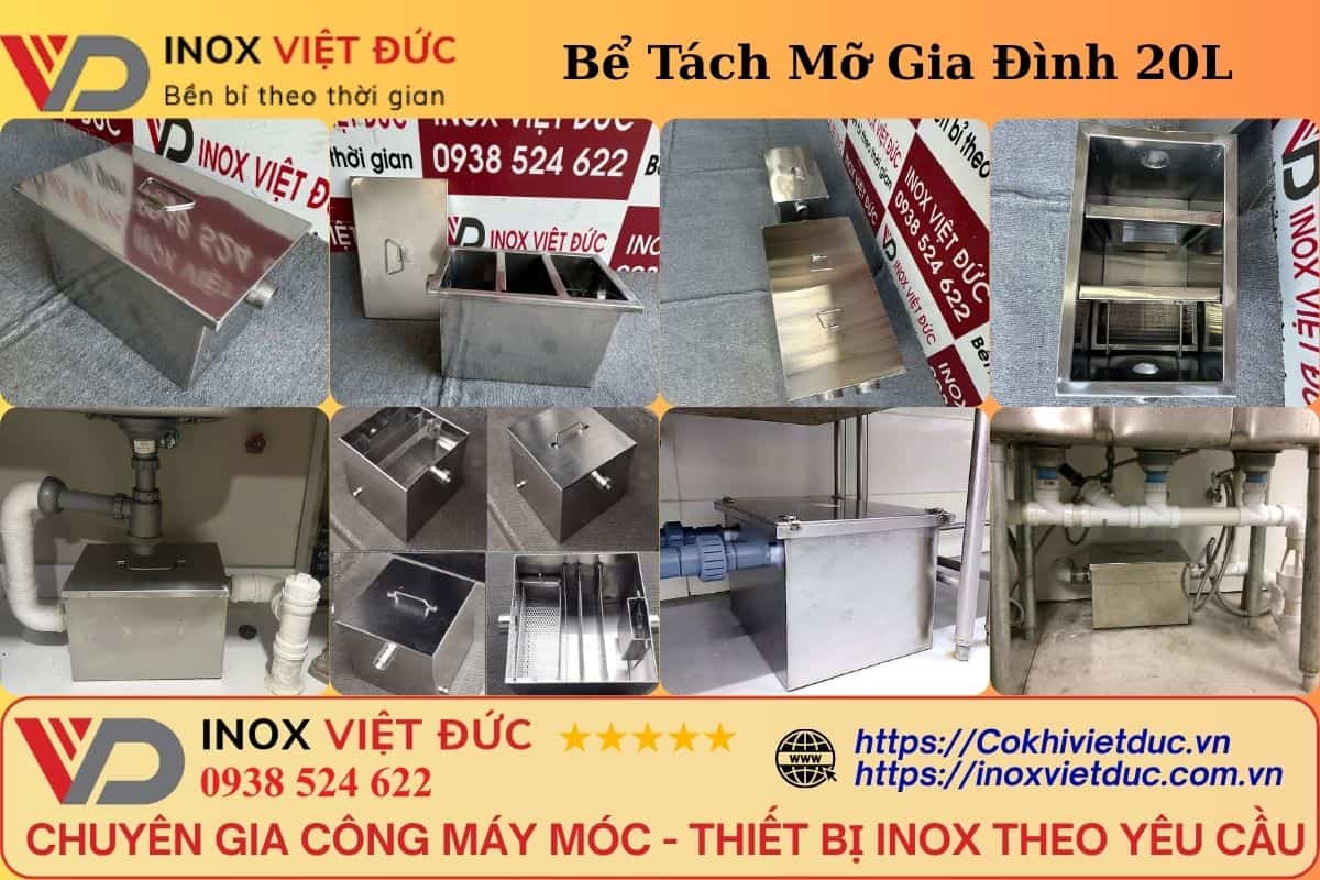 Hướng dẫn lắp đặt bể tách mỡ gia đình inox 304 đúng cách, đảm bảo thoát nước hiệu quả, không trào ngược, không mùi hôi.