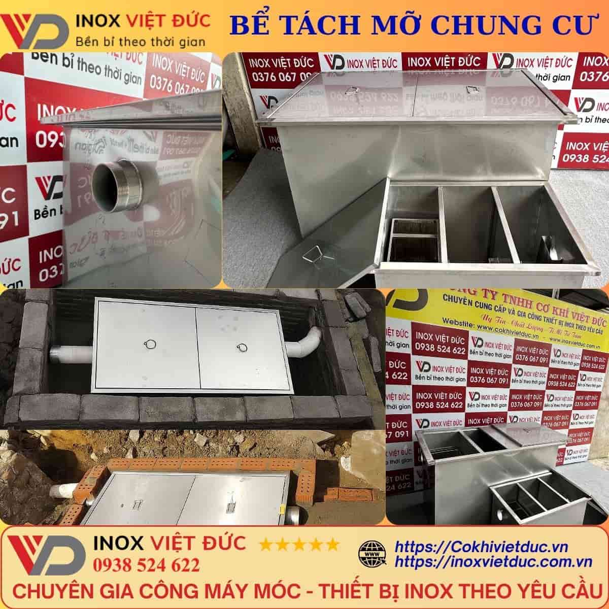 Bể tách mỡ inox 304 lắp âm sàn – thiết kế chôn ngầm dưới nền, xử lý dầu mỡ hiệu quả cho nhà hàng, chung cư và khu công nghiệp.