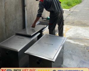 Bể Tách Mỡ Gia Đình Inox 304 100L 8 bể tách mỡ gia đình inox 304 100l 3 ngăn lọc rác tách mỡ lắng nước sạch chống mùi