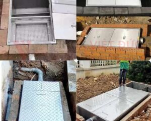 Bể Tách Mỡ Gia Đình Inox 304 100L 7 bể tách mỡ gia đình 100l inox 304 ba ngăn lọc rác tách dầu mỡ lắng nước sạch