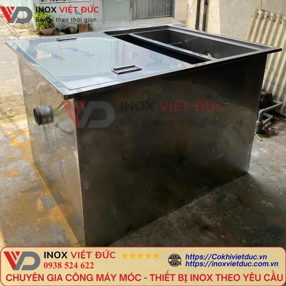 bể tách mỡ nhà hàng inox 304 dung tích 750l ba ngăn