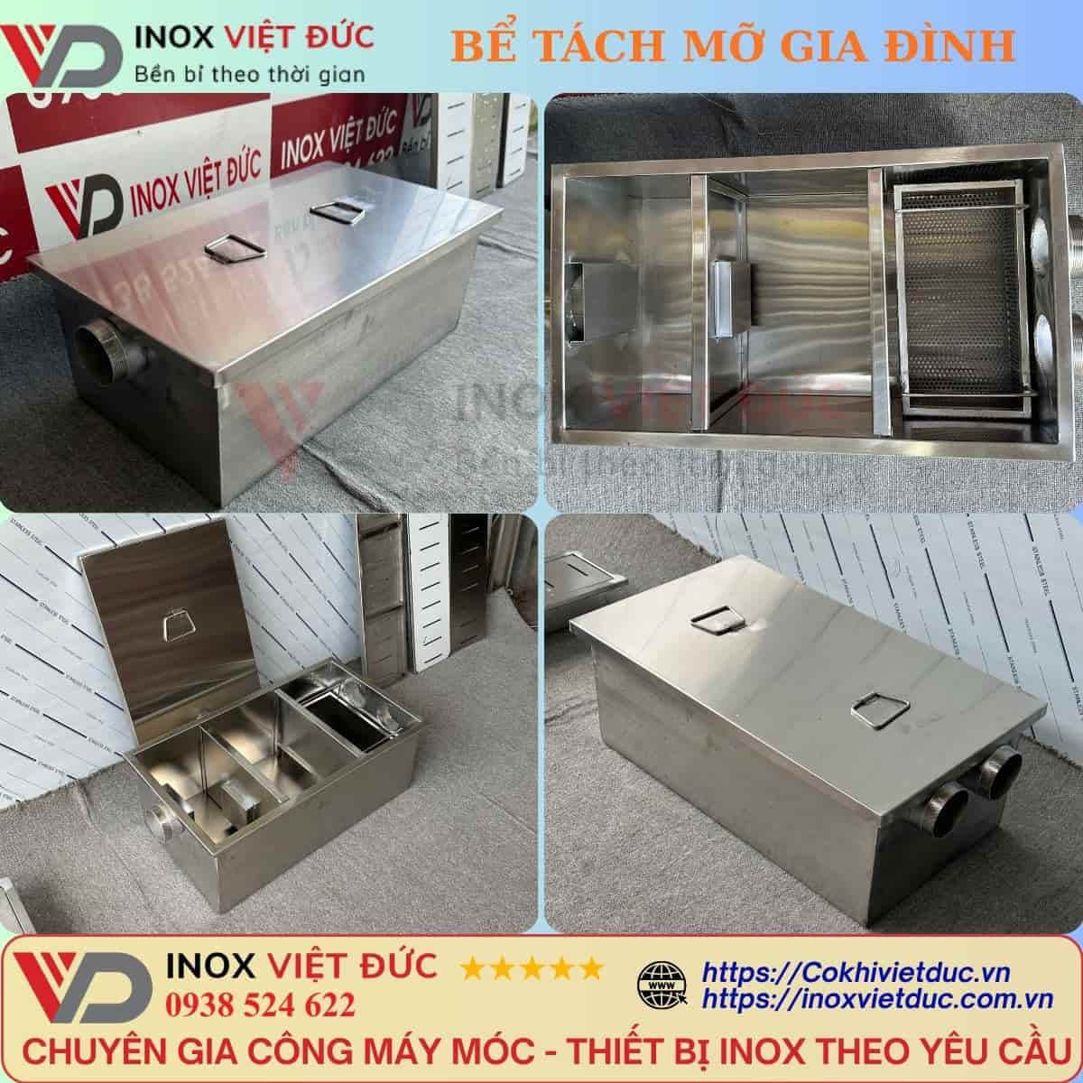 Bể Tách Mỡ Gia Đình 180L Giá Rẻ 10 Bể Tách Mỡ Gia Đình 180L Giá Rẻ Inox Việt Đức, 3 ngăn tách dầu mỡ hiệu suất 95%, hàn kín Argon chống rò rỉ, bền 10 năm, phù hợp bếp nhà phố và quán ăn nhỏ.