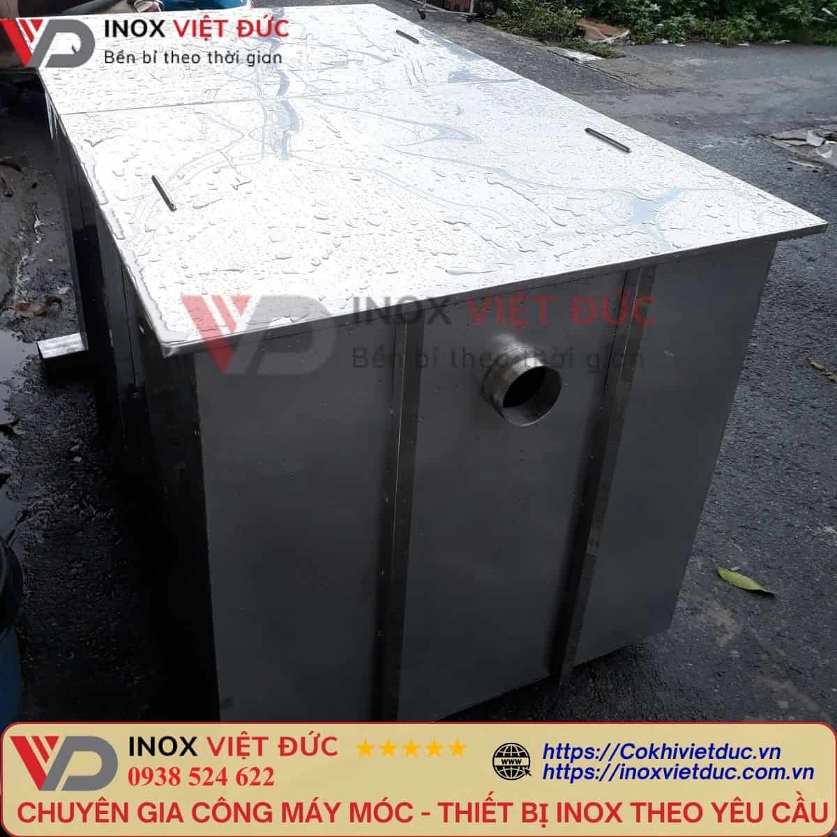 Bể tách mỡ inox 5000L thiết kế âm sàn, cấu tạo đa ngăn để tách mỡ và lắng bùn cho hệ thống thoát nước nhà hàng, chung cư và khu đô thị.