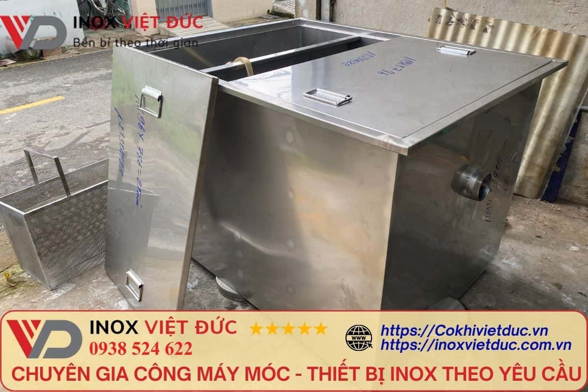 Bồn tách mỡ 1500L inox 304 thiết kế ba ngăn xử lý công nghiệp