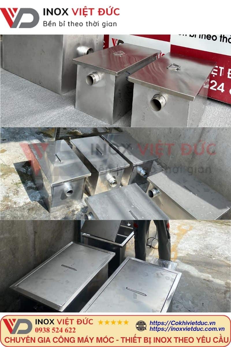 Bể Tách Mỡ Gia Đình Âm Chậu Rửa 140L 17 Bể tách mỡ gia đình inox 304 – thiết bị xử lý nước thải bếp hiệu suất 95%, ngăn mùi, chống nghẹt cống, sản xuất tại Inox Việt Đức Hóc Môn TP.HCM