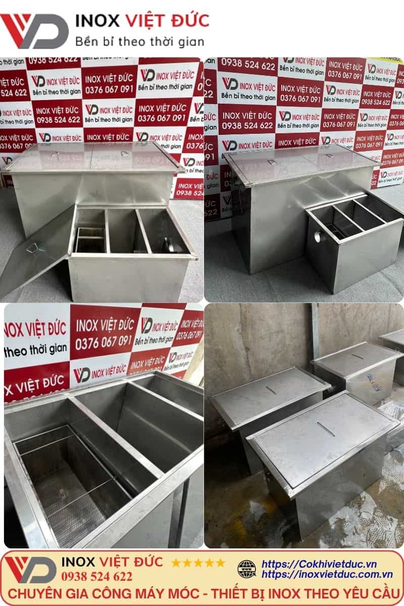Bể Tách Dầu Mỡ Nhà Hàng 150L 17 Bể tách mỡ nhà hàng Inox Việt Đức – inox 304 cao cấp, hàn TIG kín, lọc 95% dầu mỡ, thiết kế 3 ngăn tách rác, chống mùi hiệu quả, giao toàn quốc.
