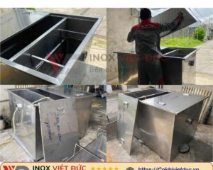 Bể tách mỡ cho chung cư bằng inox 304, thiết kế âm sàn đa ngăn để tách mỡ và lắng bùn trong hệ thống thoát nước tòa nhà cao tầng.
