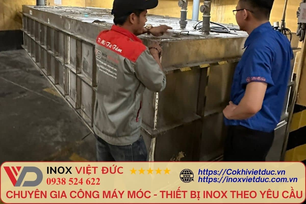 Bể tách mỡ inox 304 2000L công nghiệp dung tích lớn ba ngăn