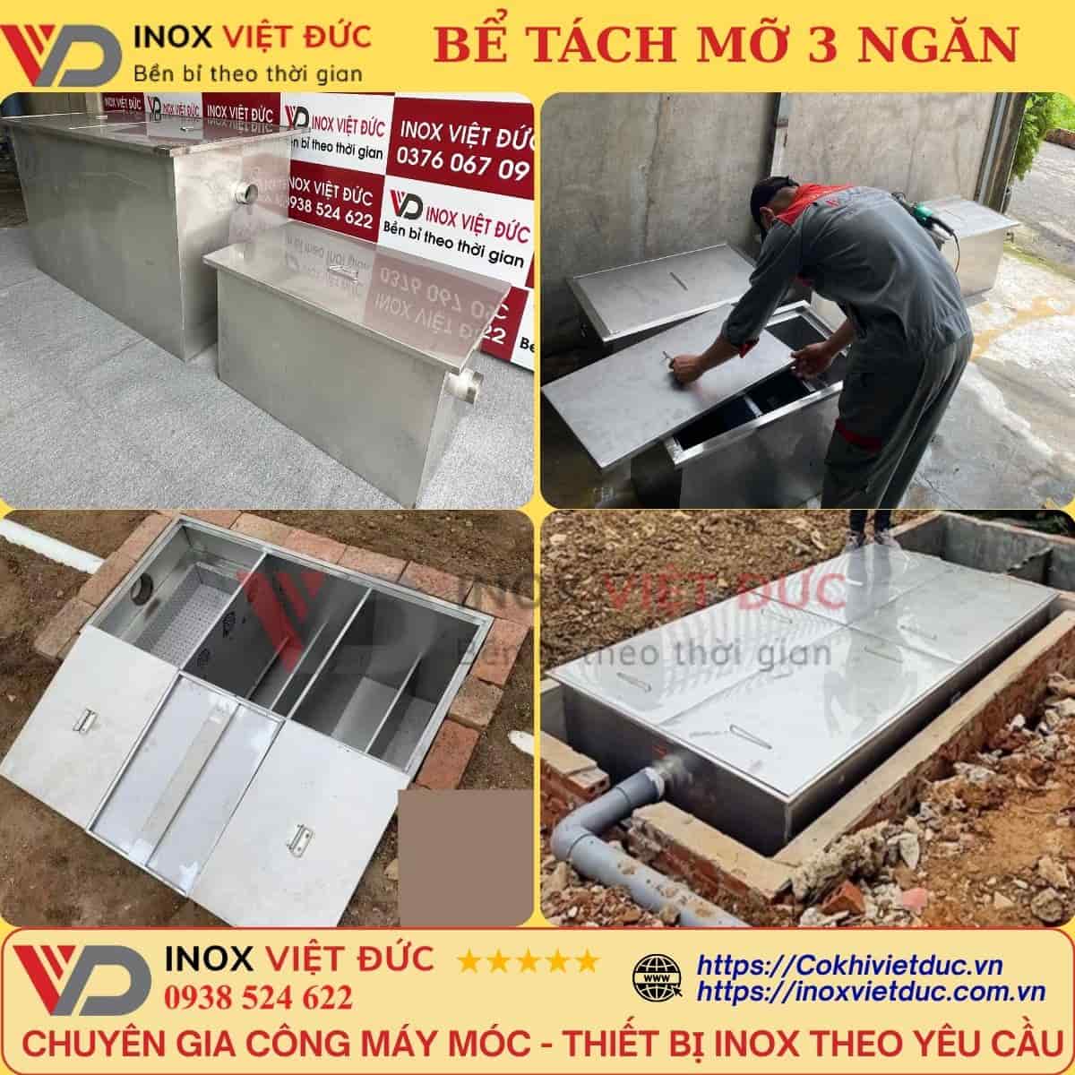 Bể Tách Mỡ Gia Đình Âm Chậu Rửa 140L 10 Bể tách mỡ gia đình âm chậu rửa inox 304 140L Inox Việt Đức – giảm nghẹt cống, khử mùi hôi, hiệu suất tách mỡ 95%, sản xuất tại Hóc Môn TP.HCM