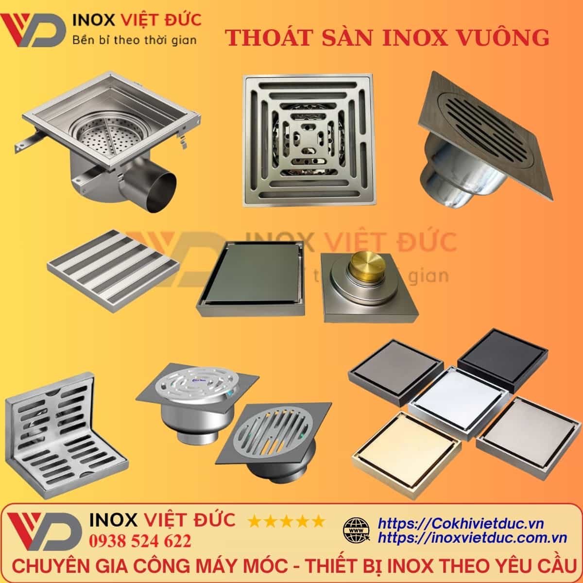 Tổng hợp các mẫu phễu thoát sàn inox thông dụng với nhiều kiểu mặt vỉ và cấu hình đầu xả