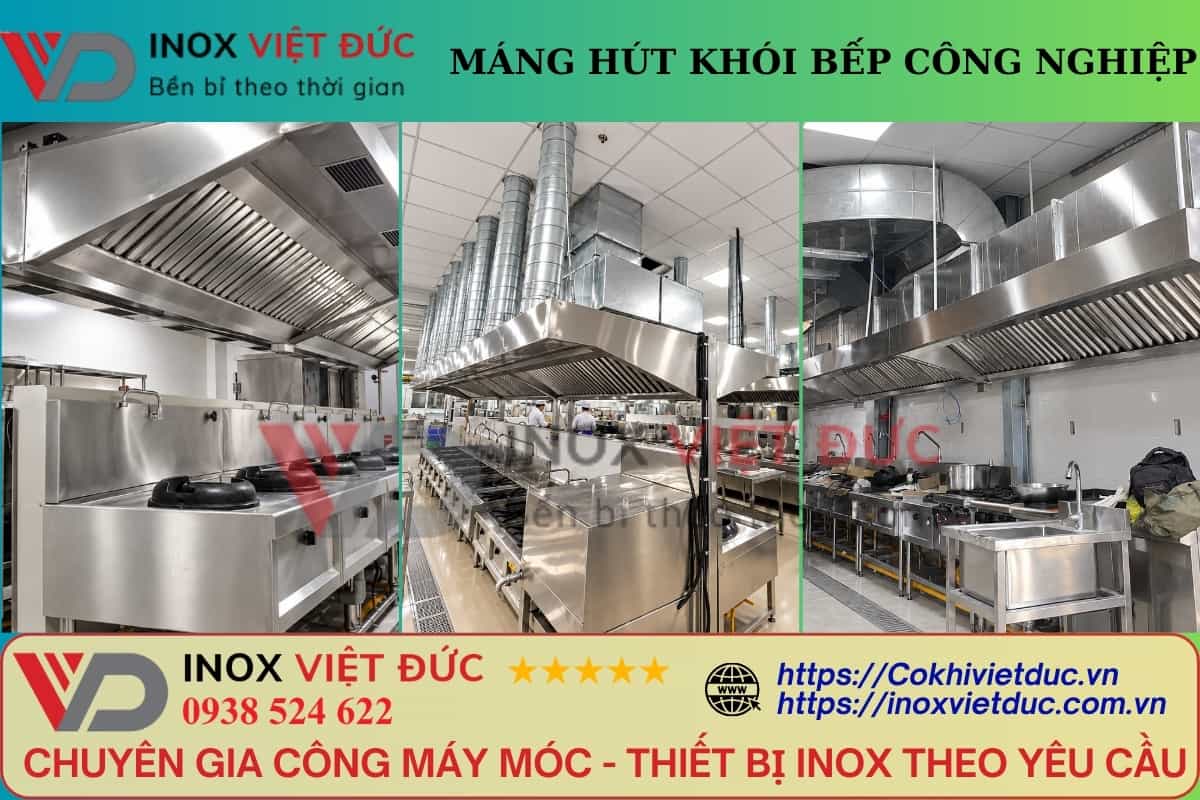 Chụp hút khói công nghiệp inox gia công theo yêu cầu tại Inox Việt Đức