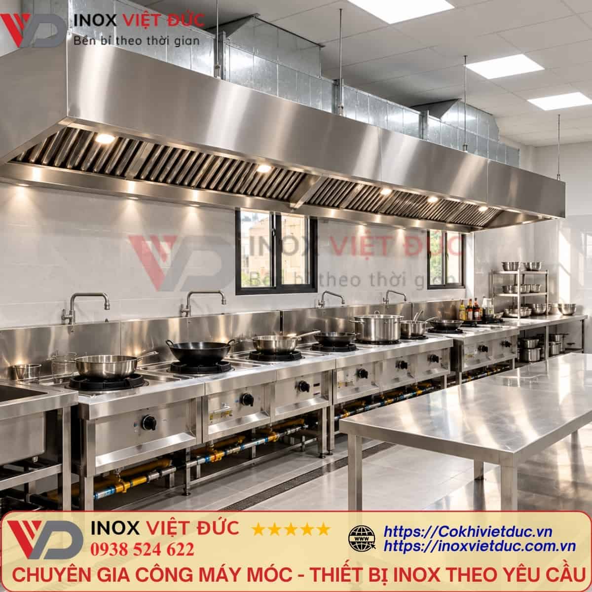 Thân chụp hút khói công nghiệp bằng inox với kết cấu gia công theo kích thước