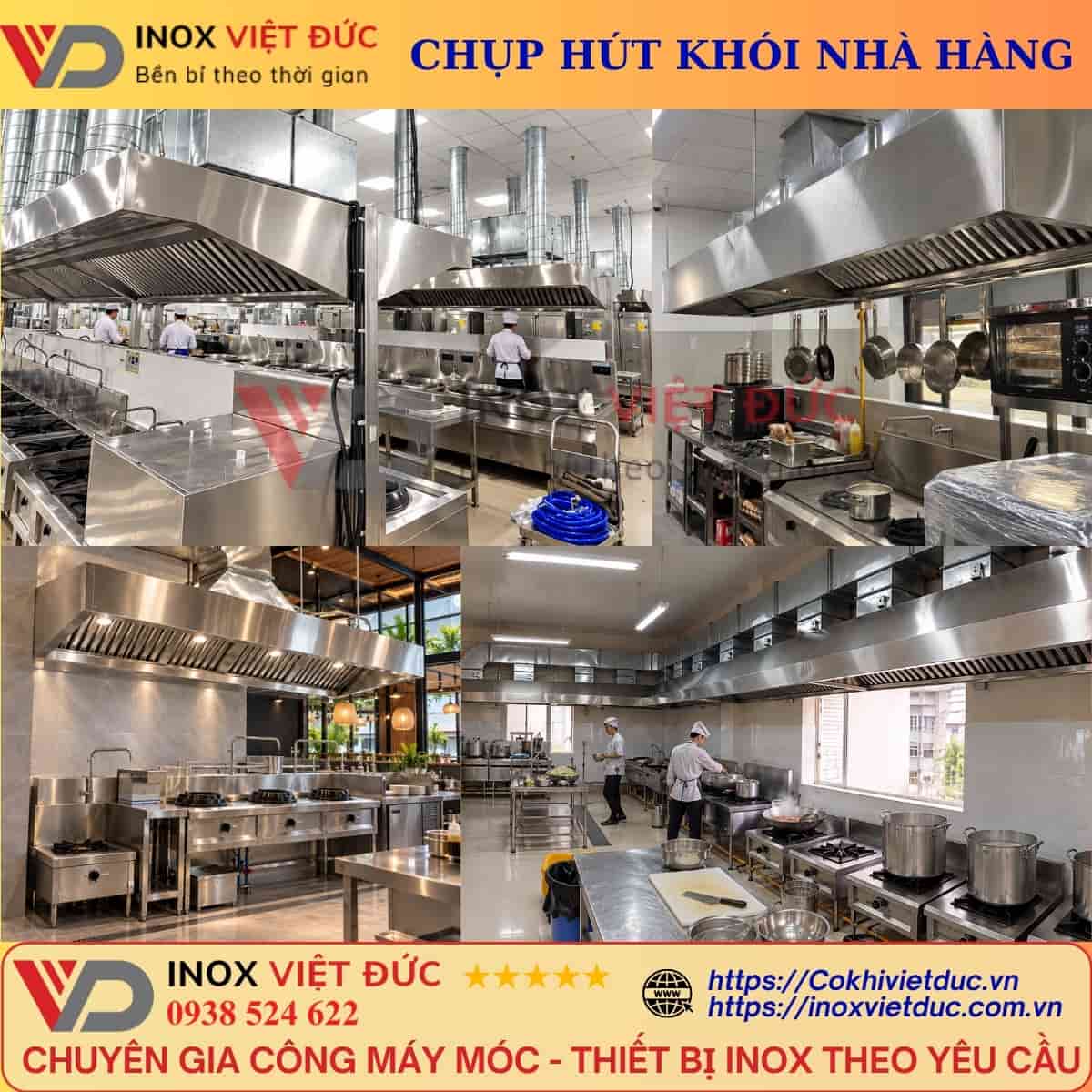Ứng dụng chụp hút khói công nghiệp inox trong khu bếp nhà hàng và bếp ăn tập thể