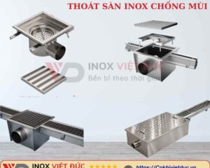 Ga Thoát Sàn Inox Công Nghiệp 7 Ga thoát sàn inox với thân ga thu nước và mặt vỉ thoát nước dùng trong công nghiệp