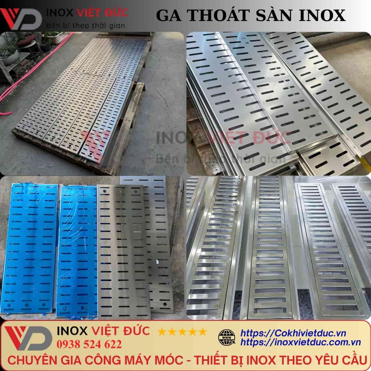 Vỉ nắp thoát sàn inox dạng rãnh dài tháo rời dùng cho hệ thống thu nước công nghiệp