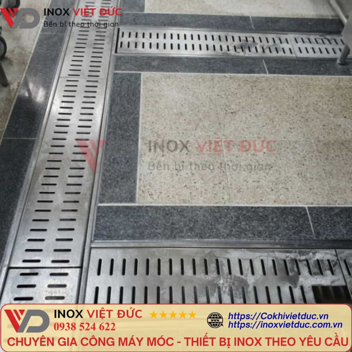Hệ thống thoát sàn inox bếp ăn công nghiệp giúp thu gom và dẫn nước thải từ khu vực chế biến, vệ sinh sàn