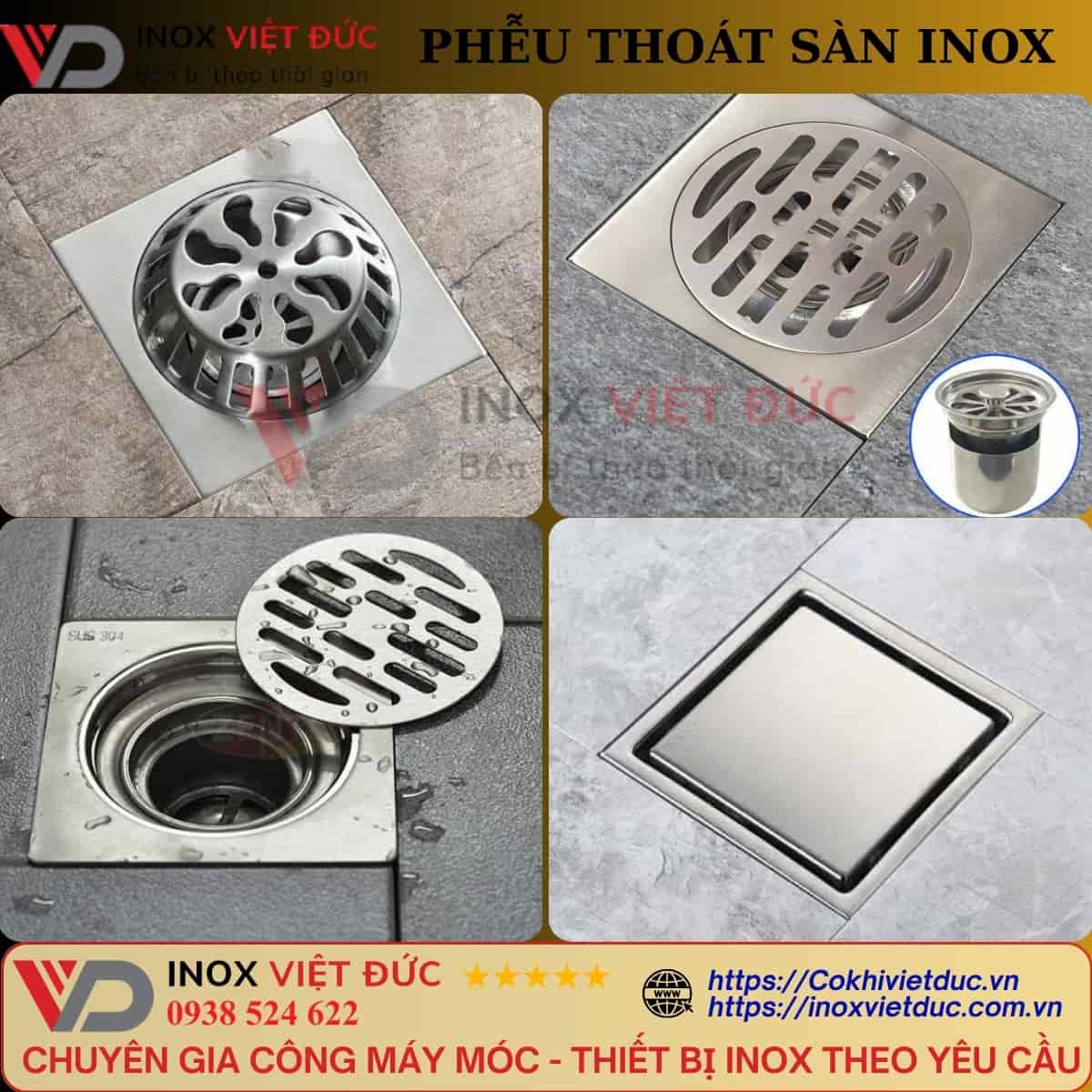 Phễu thu sàn inox dùng để thu gom nước tại điểm và dẫn xuống hệ thống ống thoát nước