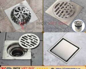 Phễu thu sàn inox 304 với các lựa chọn cổ xả phi 60, phi 90 và phi 110 gia công theo yêu cầu