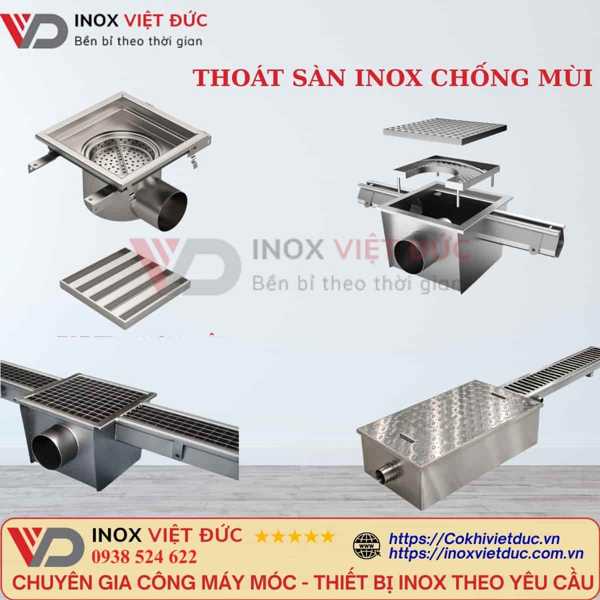 Phễu thoát sàn inox chống mùi dùng để thu nước và hạn chế khí từ đường ống thoát