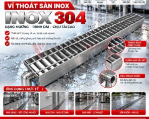 Vỉ Thoát Nước Inox Chống Đọng Bẩn 6 Vỉ thoát nước inox chống đọng bẩn gia công theo yêu cầu tại Inox Việt Đức