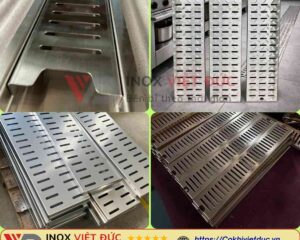 Nắp Rãnh Thoát Sàn Inox Tháo Rời 8 Vỉ thoát sàn inox dạng nắp rãnh tháo rời, có khe thoát nước và sử dụng để che phủ mương thu nước