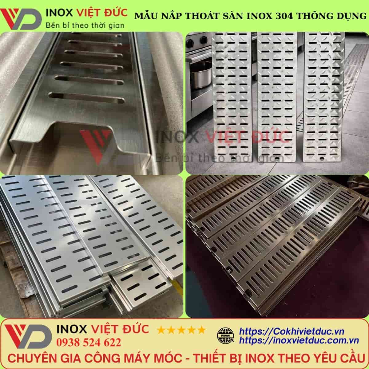 Nắp Rãnh Thoát Sàn Inox Tháo Rời 12 Vỉ thoát sàn inox dạng nắp rãnh tháo rời, có khe thoát nước và sử dụng để che phủ mương thu nước