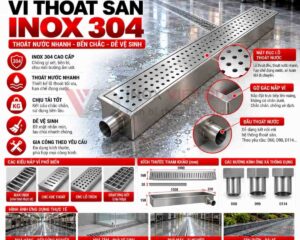 Thoát sàn inox 304 cho nhà hàng – canteen, gia công theo kích thước tại Inox Việt Đức