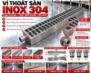 Thoát sàn inox 304 chịu tải lớn gia công theo yêu cầu cho nhà xưởng và khu công nghiệp