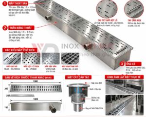Ga Thoát Sàn Inox Công Nghiệp 6 Ga thoát sàn inox công nghiệp dùng để thu gom nước sàn và kết nối hệ thống đường ống thoát nước