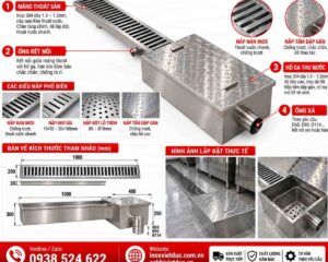 Thoát sàn inox theo bản vẽ công trình được gia công theo kích thước và yêu cầu kỹ thuật