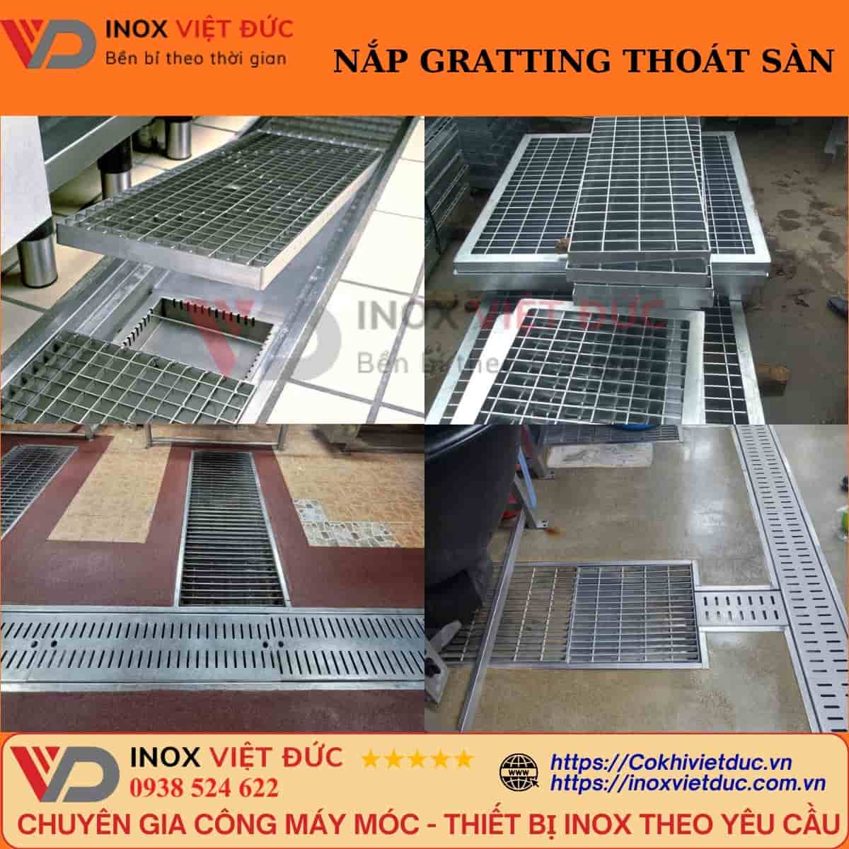 Vỉ thoát sàn inox tại lối đi có xe đẩy trong nhà hàng, canteen và bếp ăn tập thể