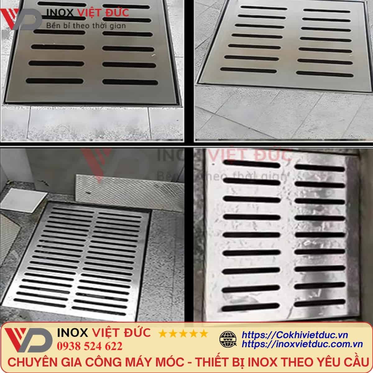 Nắp vỉ thoát sàn inox tải trọng lớn dùng cho mương thoát nước công nghiệp