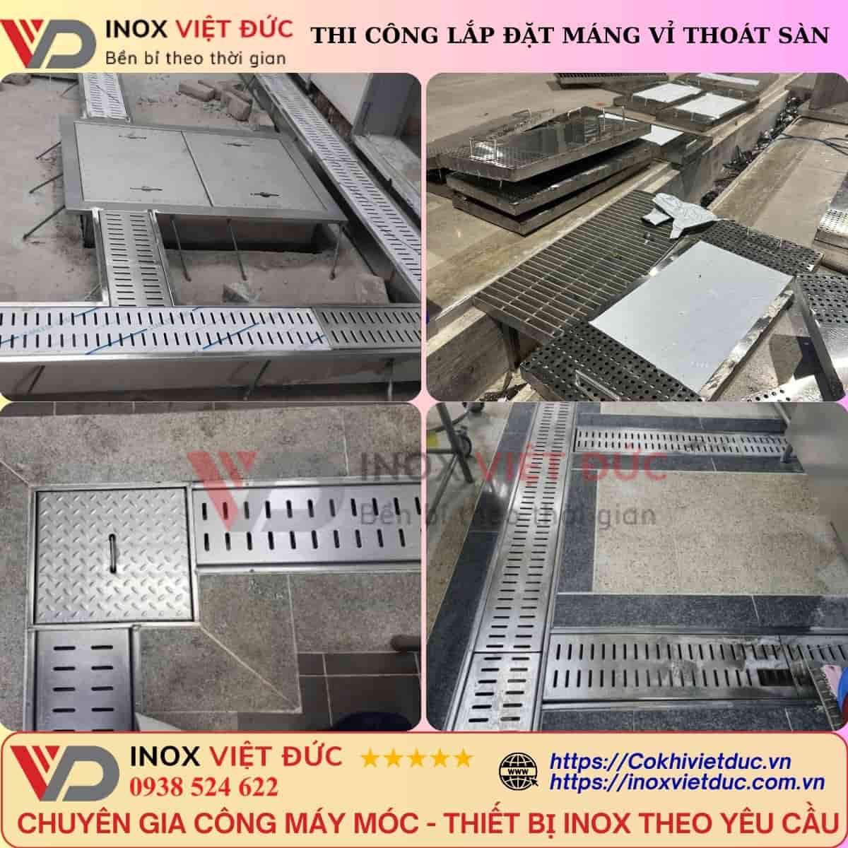 Minh họa cấu tạo thoát sàn inox có giải pháp ngăn mùi và vỉ thu nước thiết kế theo yêu cầu chịu tải