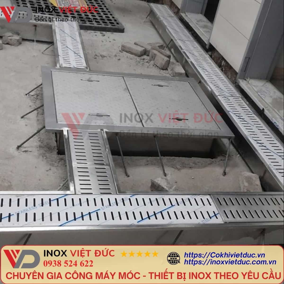 Vỉ thoát sàn inox dạng khe dài dùng cho hệ thống máng thoát nước công nghiệp