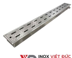 Vỉ thoát sàn inox dạng mương chữ nhật 304 với mặt vỉ thu nước và thân mương gia công theo yêu cầu