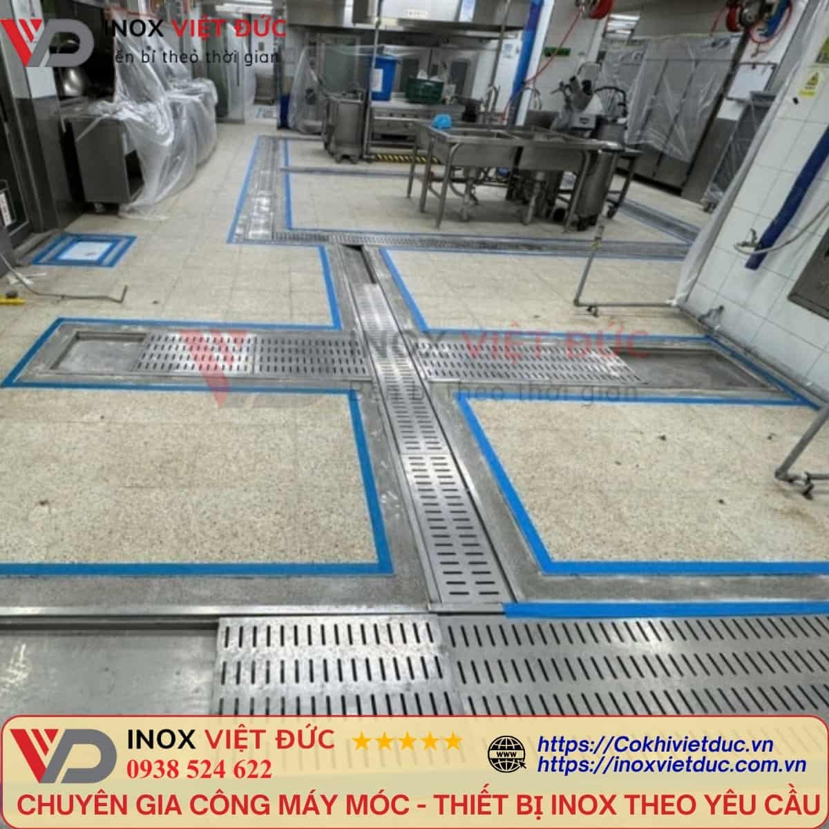Thiết kế máng thu nước sàn inox công nghiệp theo kích thước và yêu cầu kỹ thuật công trình