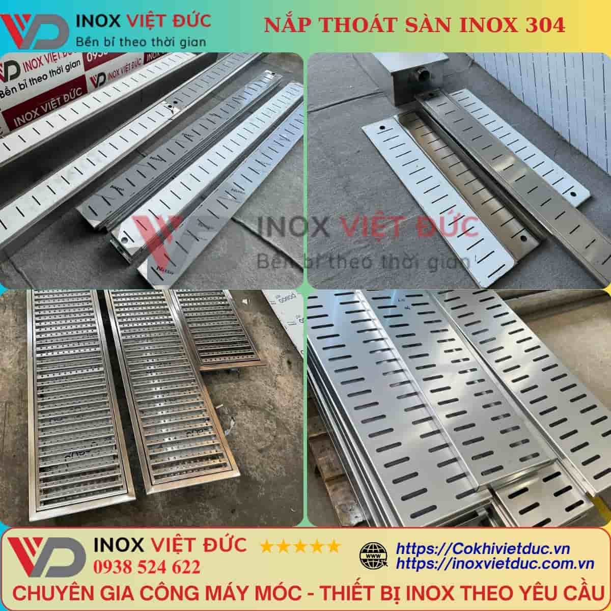 Nắp thoát sàn inox 304 dạng vỉ tháo rời dùng cho máng thu nước sàn công nghiệp
